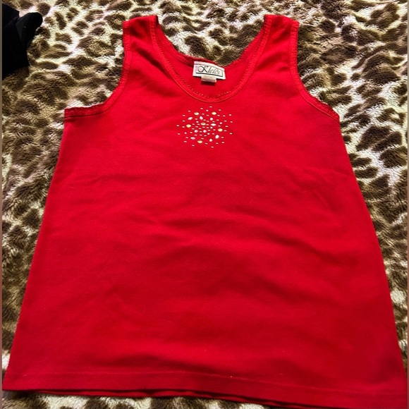 Red Tank Top with Embellishments - Picture 1 of 4